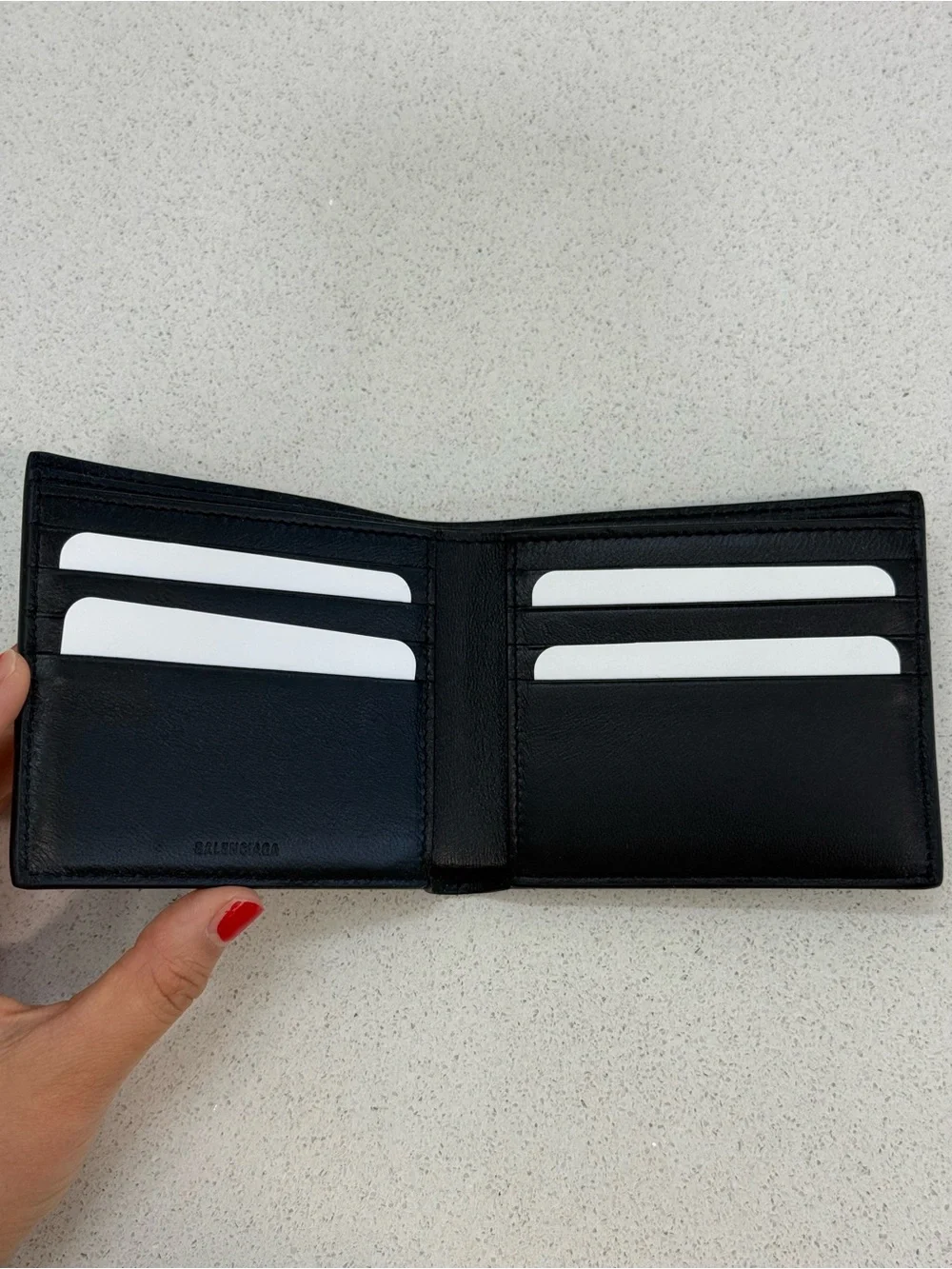 BALENCIAGA Logo-Print Full-Grain Leather Billfold Wallet